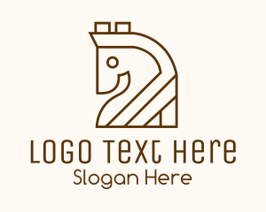 Trojan Horse - Linear Brown Horse logo design
