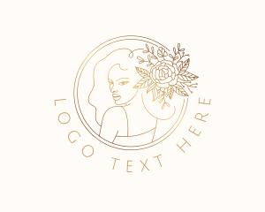 Hairstyling - Golden Flower Woman logo design