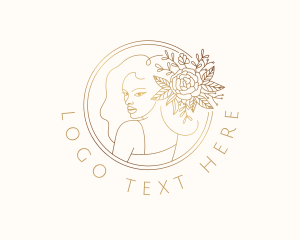 Skincare - Golden Flower Woman logo design