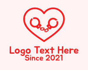 Lovely - Red Heart Handcuffs logo design