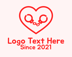 Valentine - Red Heart Handcuffs logo design
