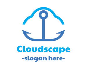 Blue Anchor Cloud logo design