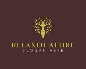 Tree Relaxation Woman logo design