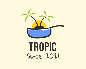 Frying Pan Tropical Sunset logo design