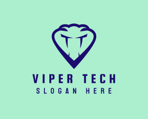 Viper - Snake Fangs Face logo design