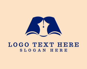 Library - Pen Writer Book logo design