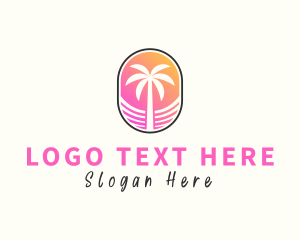 Beach Front - Tropical Palm Tree logo design