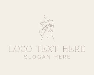 Lingerie - Nude Naked Beautiful Woman logo design