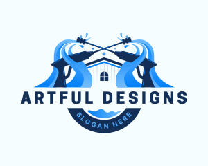 Pressure Washer Home Cleaning logo design