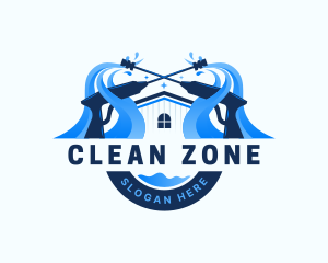 Pressure Washer Home Cleaning logo design