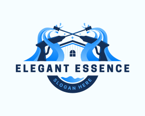 Pressure Washer House Cleaning logo design