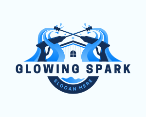 Pressure Washer Home Cleaning logo design