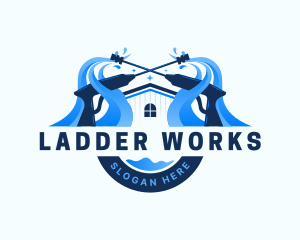 Pressure Washer Home Cleaning logo design