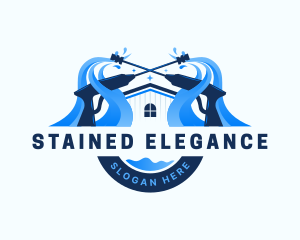 Pressure Washer Home Cleaning logo design