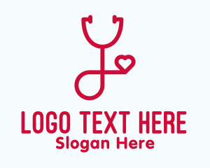 Line - Professional Heart Doctor Stethoscope logo design