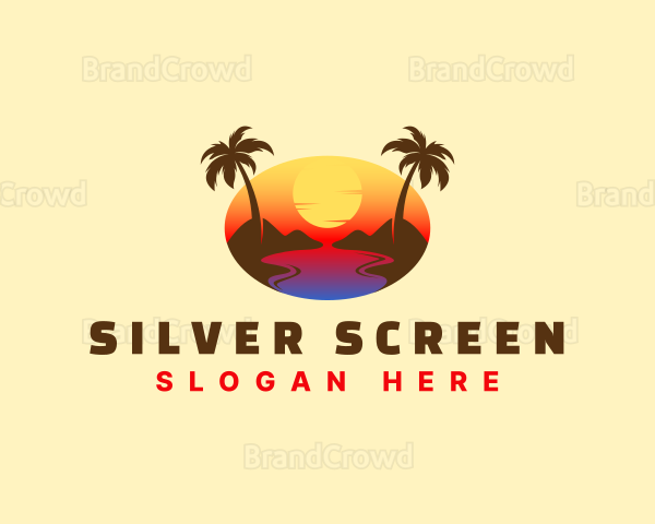 Tropical Beach Sunset Logo