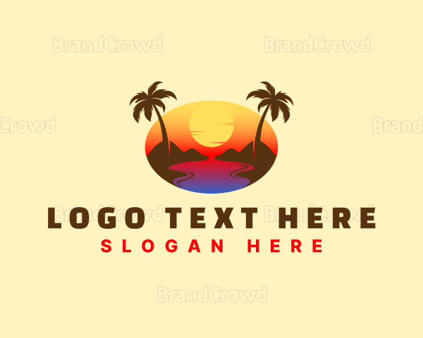 Tropical Beach Sunset Logo