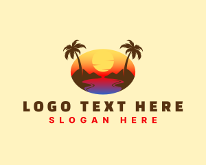 Summer - Tropical Beach Sunset logo design