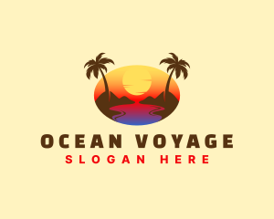 Tropical Beach Sunset logo design