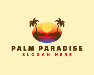 Tropical Beach Sunset logo design