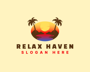 Tropical Beach Sunset logo design