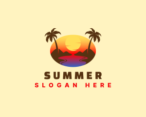 Tropical Beach Sunset logo design