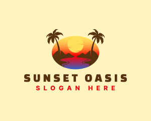 Tropical Beach Sunset logo design