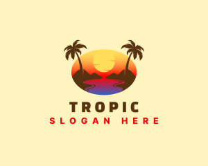 Tropical Beach Sunset logo design