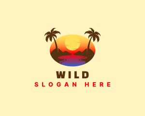 Ocean - Tropical Beach Sunset logo design