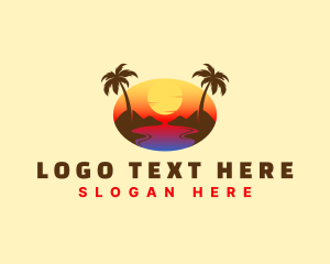 Unwind - Tropical Beach Sunset logo design