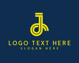 Line - Digital Line Tech Letter J logo design