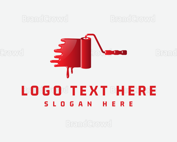 3D Red Paint Roller Logo