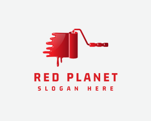 3D Red Paint Roller logo design