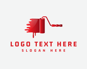 Paint Roller - 3D Red Paint Roller logo design