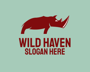 Wild Red Rhinoceros logo design