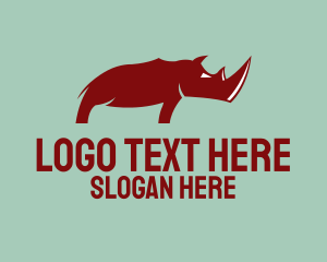 Wild Animal - Wild Red Rhinoceros logo design