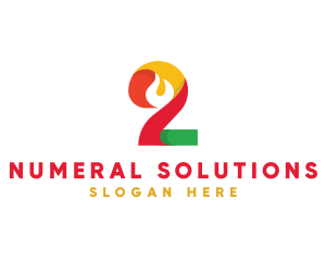 Numeral - Creative Flame Number 2 logo design