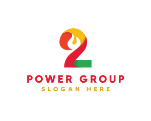 Multiple - Creative Flame Number 2 logo design