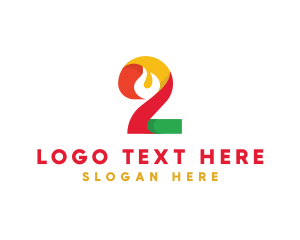 Two - Creative Flame Number 2 logo design