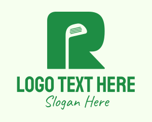 Golfer - Green Golf Club Letter R logo design
