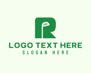 Golfing - Green Golf Club Letter R logo design