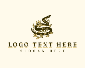 Slithering - Elegant Floral Snake logo design