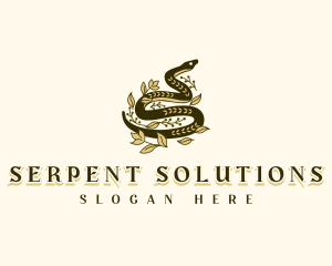 Elegant Floral Snake logo design