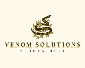 Elegant Floral Snake logo design