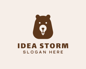 Bear Light Bulb  logo design