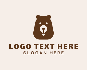 Grizzly Bear - Bear Light Bulb logo design