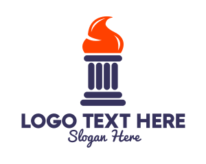 Law - Orange Flame Pillar logo design