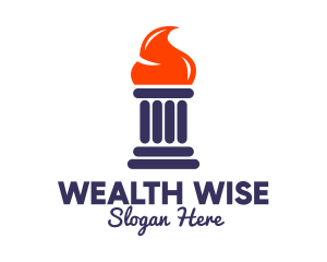 Real Estate - Orange Flame Pillar logo design