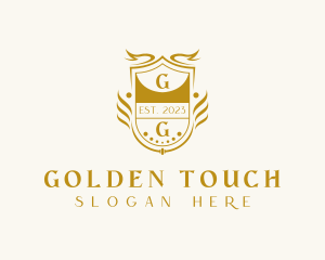 Golden Royalty Shield logo design