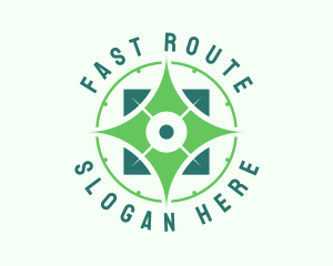 Route - Green Compass Navigator logo design